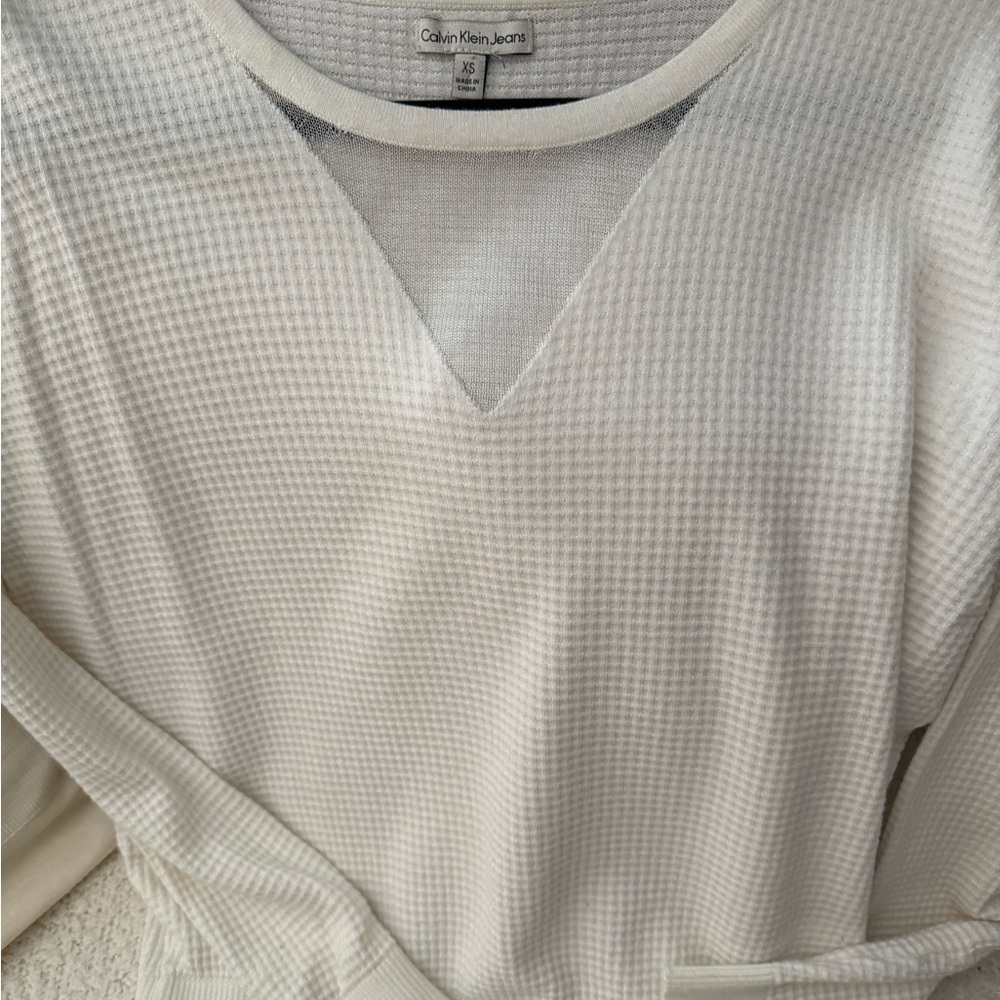 Calvin Klein Ivory Waffle Knit Sweatshirt